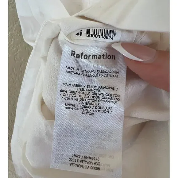 Reformation Devi Dress 4 White Mini Dress Deep V Neck Flirty Mini Date Night - Picture 5 of 6